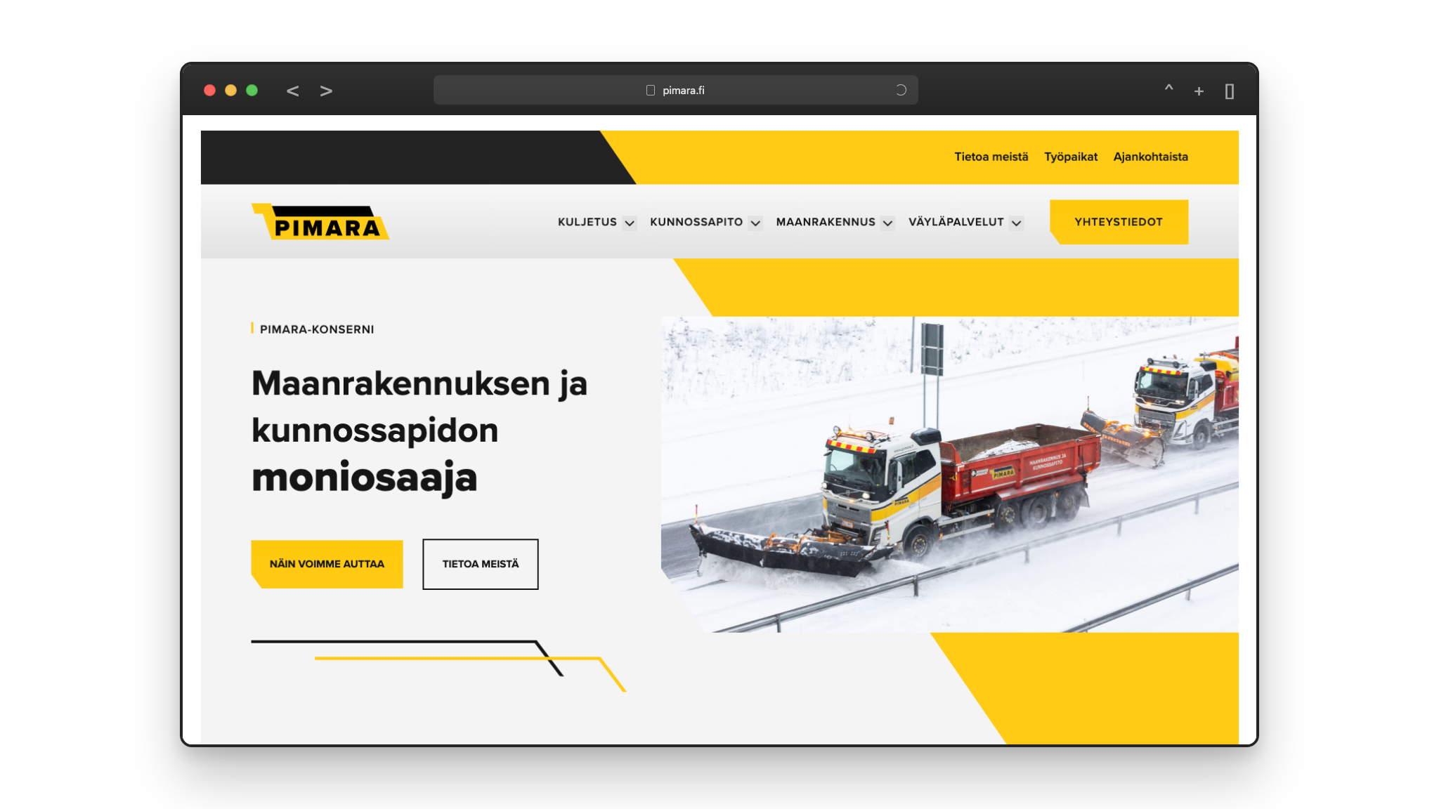Pimara-konserni-referenssi selaimenäkymässä